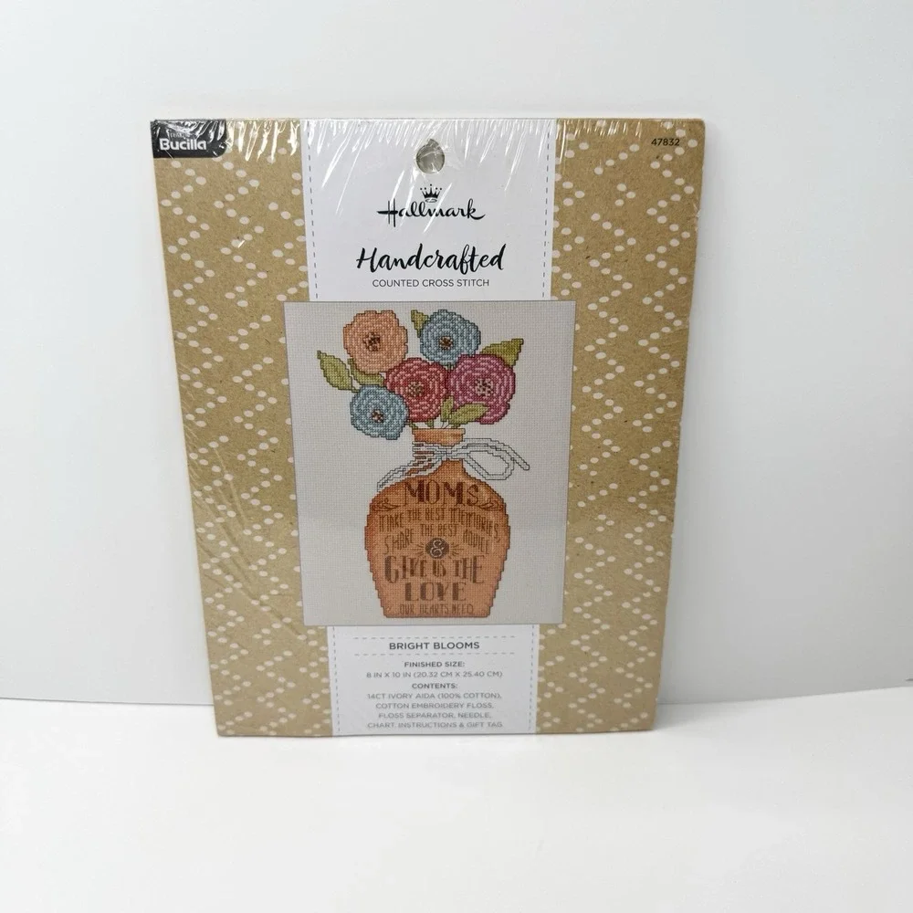 Bucilla Hallmark Bright Blooms Counted Cross Stitch Kit  #47832 Moms Vase
